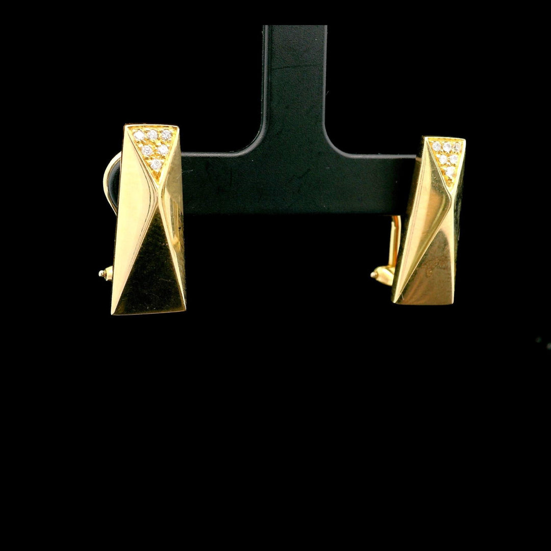 Versace La Bague 18k Yellow Gold and 0.12cttw Diamond Earrings