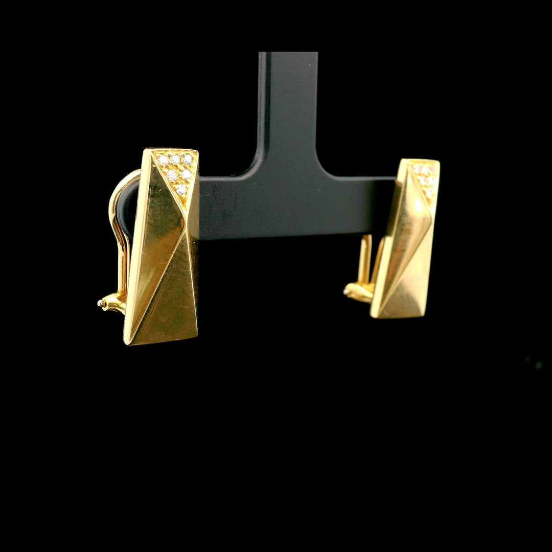 Versace La Bague 18k Yellow Gold and 0.12cttw Diamond Earrings