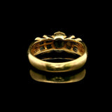 18k Yellow Gold Blue Sapphire and Baguette Diamond Vintage Ring Size 8.5