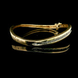14k Yellow Gold and 1cttw Diamond Curved Bangle Bracelet 7.25"