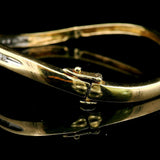 14k Yellow Gold and 1cttw Diamond Curved Bangle Bracelet 7.25"