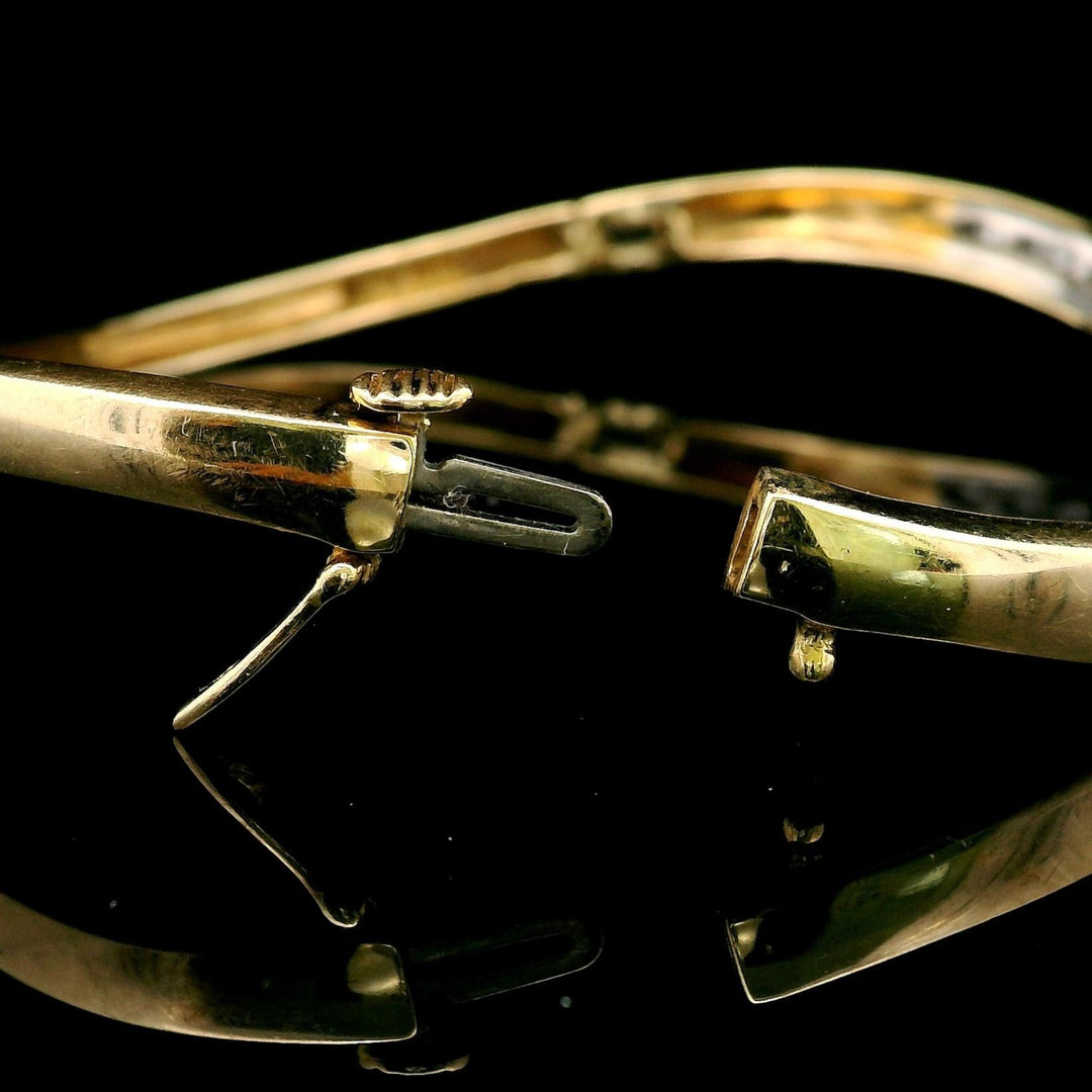 14k Yellow Gold and 1cttw Diamond Curved Bangle Bracelet 7.25"