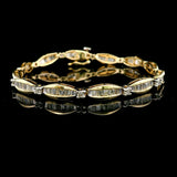 14k Yellow Gold and 2.5cttw Baguette and Round Diamond Bracelet 7.25"