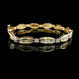 14k Yellow Gold and 2.5cttw Baguette and Round Diamond Bracelet 7.25"