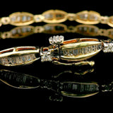 14k Yellow Gold and 2.5cttw Baguette and Round Diamond Bracelet 7.25"