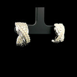14k White Gold and 1cttw Yellow Diamond Ribbon Huggie Earrings