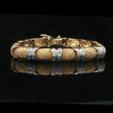 14k Yellow and White Gold 31.6g Vintage Heavy Diamond Bracelet 7"