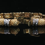 14k Yellow and White Gold 31.6g Vintage Heavy Diamond Bracelet 7"