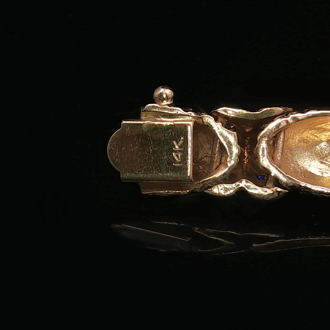 14k Yellow and White Gold 31.6g Vintage Heavy Diamond Bracelet 7"