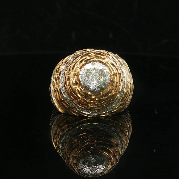 14k Yellow Gold and Diamond 11.4g Ladies Vintage Ring Size 6