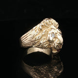 14k Yellow Gold Diamond and Ruby 11.7g Heavy Lion's Head Ring Size 8