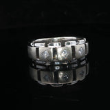 14k White Gold and Princess Cut Diamond Men's Band Ring Size 10