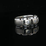 14k White Gold and Princess Cut Diamond Men's Band Ring Size 10