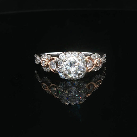 14k White and Rose Gold 1cttw Diamond Ladies Fancy Ring Size 7.5