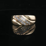 14k Yellow Gold and Diamond 10.8g Solid Heavy Men's Ring Size 12.5