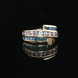14k Yellow Gold 1.5cttw White and Blue Diamond Bypass Ring Size 6