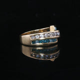 14k Yellow Gold 1.5cttw White and Blue Diamond Bypass Ring Size 6