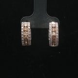 14k White Gold and 1cttw White and Chocolate Diamond Huggie Earrings
