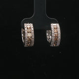 14k White Gold and 1cttw White and Chocolate Diamond Huggie Earrings