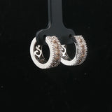 14k White Gold and 1cttw White and Chocolate Diamond Huggie Earrings