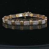 10k Yellow and White Gold 1cttw Diamond Link Bracelet 7.25"