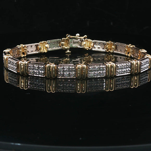 10k Yellow and White Gold 1cttw Diamond Link Bracelet 7.25