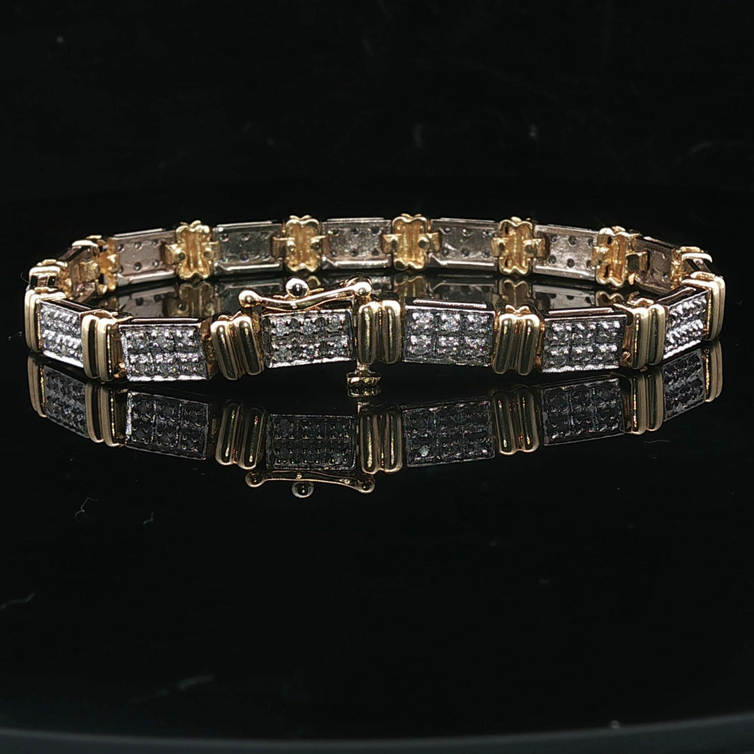 10k Yellow and White Gold 1cttw Diamond Link Bracelet 7.25"