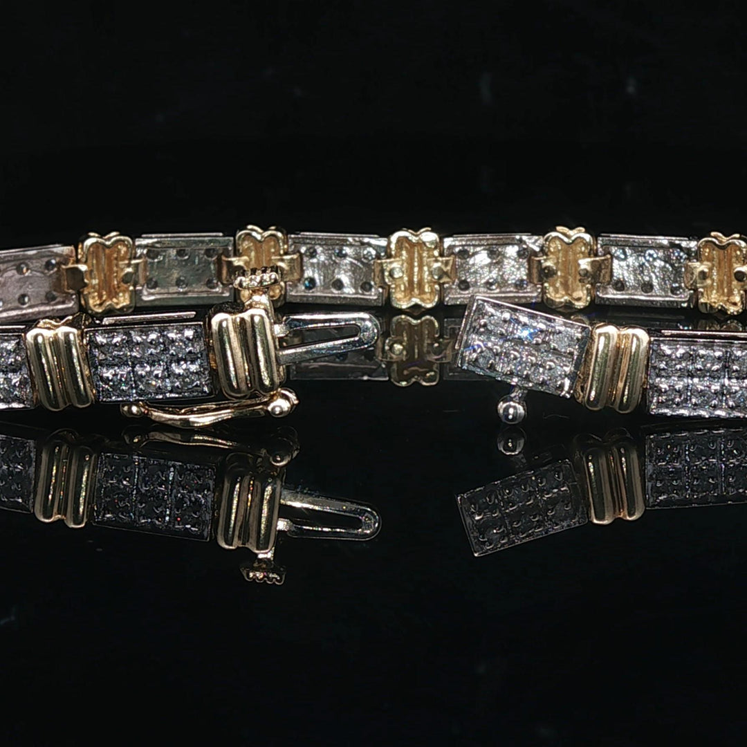 10k Yellow and White Gold 1cttw Diamond Link Bracelet 7.25"