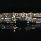 10k Yellow and White Gold 1cttw Diamond Link Bracelet 7.25"