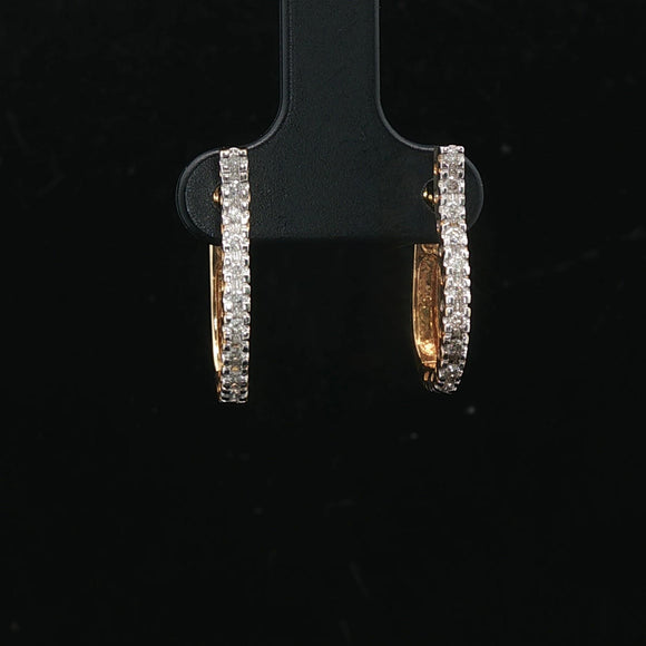 10k Yellow Gold and 0.25cttw Diamond Hoop Earrings