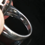 14k White Gold Blue Sapphire and Diamond Large Vintage Ring Size 7