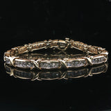 14k Yellow Gold and 2cttw Diamond Fancy X Link Bracelet 7"
