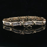 14k Yellow Gold and 2cttw Diamond Fancy X Link Bracelet 7"