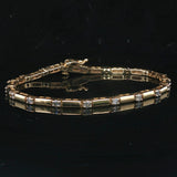 14k Yellow Gold and 0.85cttw Diamond Bar Link Bracelet 7.25"