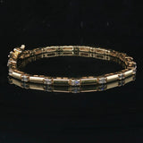 14k Yellow Gold and 0.85cttw Diamond Bar Link Bracelet 7.25"