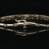 14k Yellow Gold and 0.85cttw Diamond Bar Link Bracelet 7.25"