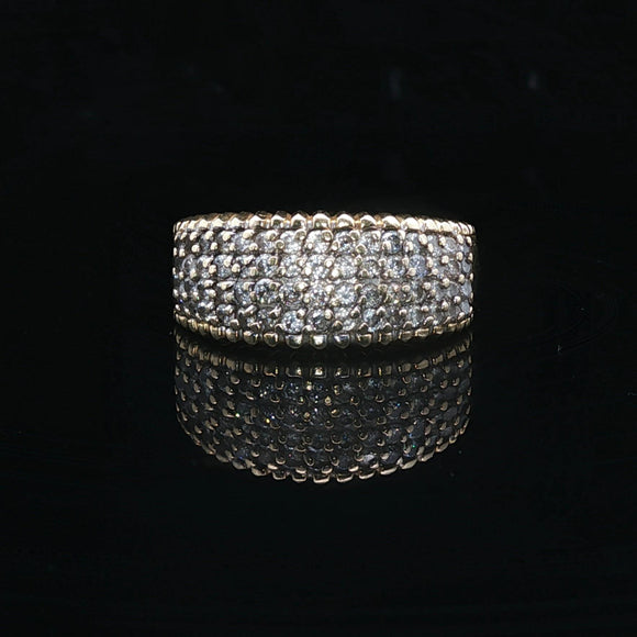14k Yellow Gold and 1cttw Diamond Vintage Graduated Band Ring Size 9