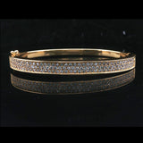 18k Yellow Gold and 2cttw Diamond 30.7g Solid Heavy Bangle Bracelet 6.75"