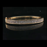 18k Yellow Gold and 2cttw Diamond 30.7g Solid Heavy Bangle Bracelet 6.75"