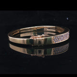 18k Yellow Gold and 2cttw Diamond 30.7g Solid Heavy Bangle Bracelet 6.75"