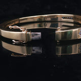 18k Yellow Gold and 2cttw Diamond 30.7g Solid Heavy Bangle Bracelet 6.75"