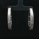 14k White Gold and 1cttw Baguette and Round Cut Diamond Hoop Earrings 1.5"