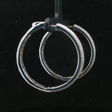 14k White Gold and 1cttw Baguette and Round Cut Diamond Hoop Earrings 1.5"
