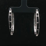 14k White Gold and 1cttw Baguette and Round Cut Diamond Hoop Earrings 1.5"