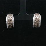 14k White Gold and 2.5cttw White and Chocolate Diamond Huggie Earrings