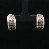 14k White Gold and 2.5cttw White and Chocolate Diamond Huggie Earrings