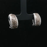 14k White Gold and 2.5cttw White and Chocolate Diamond Huggie Earrings
