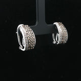 14k White Gold and 2.5cttw White and Chocolate Diamond Huggie Earrings