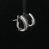 14k White Gold and 2.5cttw White and Chocolate Diamond Huggie Earrings