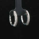 14k White Gold and 0.50cttw Diamond Small Hoop Earrings